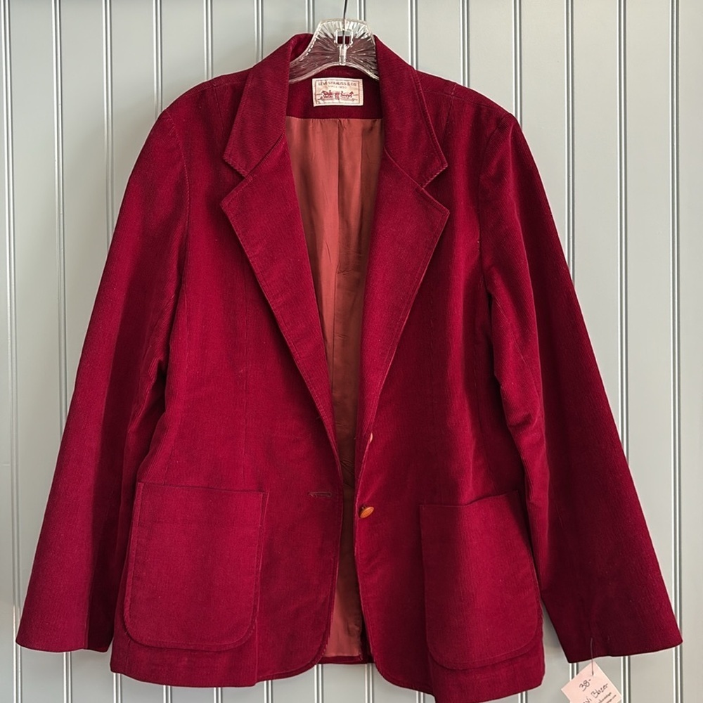 VTG Levi's Strauss & CO Burgundy Corduroy Suit Jacket Size 8-10 - Picture 6 of 7